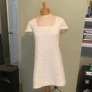 Tibi Cream Textured Mini Dress